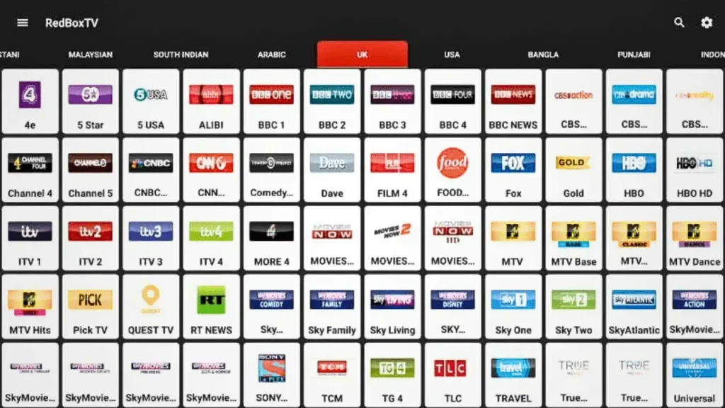 How many channels are available on RedBox TV?